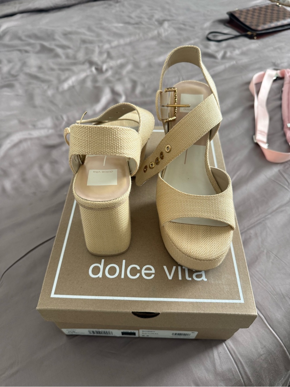 Dolce Vita Neutral Beige Platform Sandal with Ankle Strap
